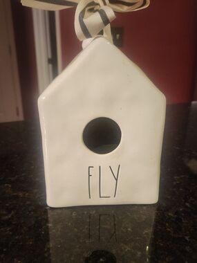 Rae Dunn White Ceramic 'FLY' Birdhouse Ornament
